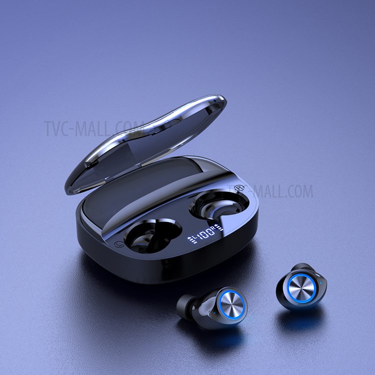 TW90 LED Digital Power Display Noise Reduction Bluetooth 5.0 Wireless Earphones with Charing Bin - Black-3