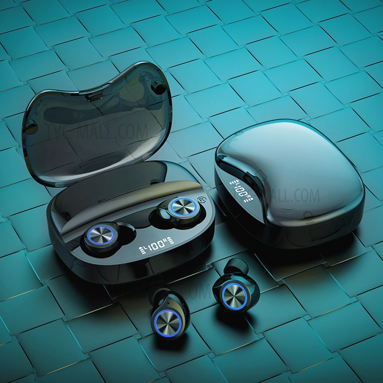 TW90 LED Digital Power Display Noise Reduction Bluetooth 5.0 Wireless Earphones with Charing Bin - Black-4