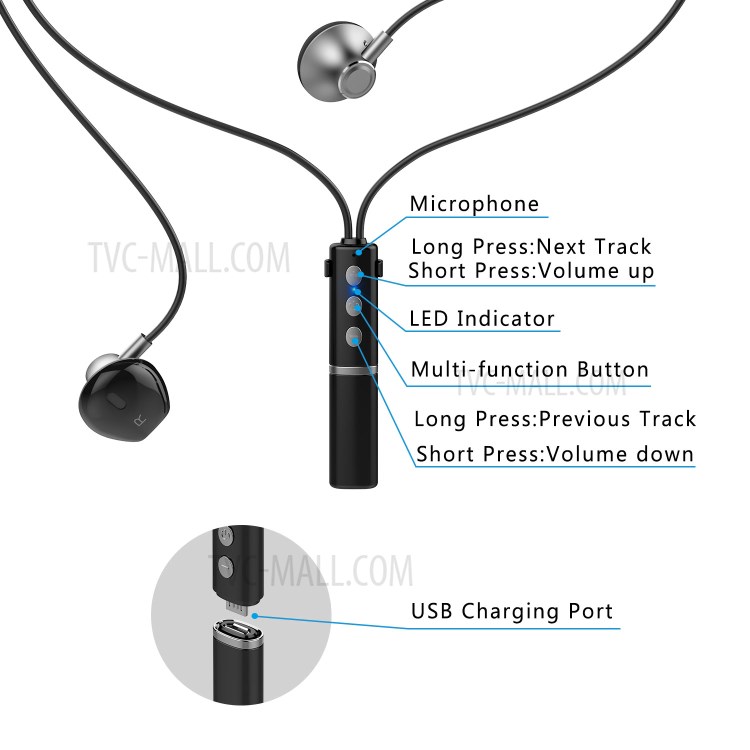 LEMONDA YH03 Bluetooth 5.0 Magnetic Earphones IP2 Waterproof Sports Headphones-3