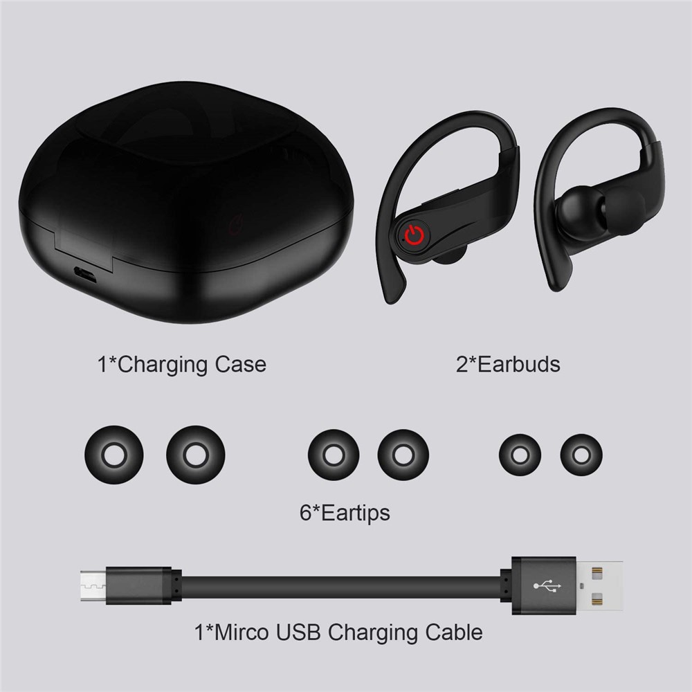 Lemonda HBQ-Q62 Tws Bluetooth Headsets Digital Power Display Business Music Headphones Mit Batteriekasten 950mAh IPX4-6