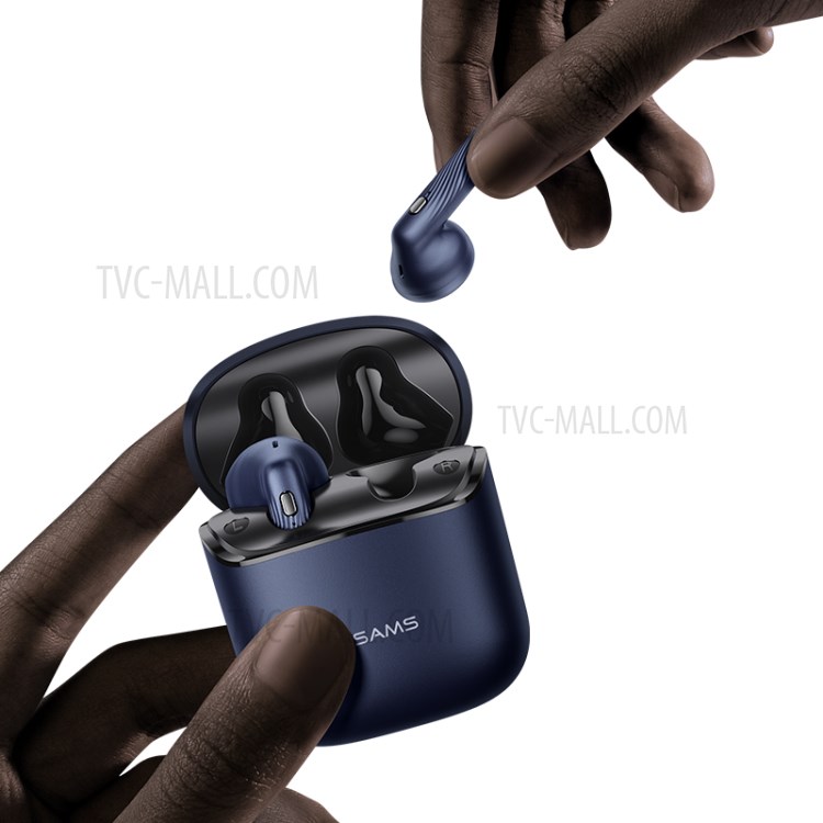 USAMS USAMS-SY02 Stereo Sound Wireless Bluetooth 5.0 Earphones TWS Earbuds with Charging Box - Blue-3