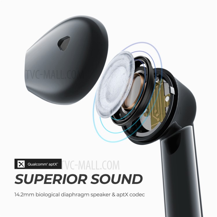 SOUNDPEATS TrueAir QCC3020 Bluetooth 5.0 TWS Earphone HiFi Stereo APTX Wireless Earbuds Touch Control Headset - Black-4