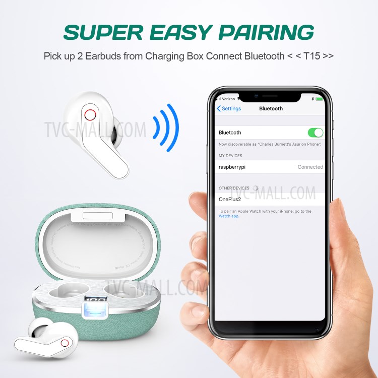 ONIKUMA T15 Wireless Headphones Bluetooth 5.0 Earphone Bass Stereo Earbuds - Green-9