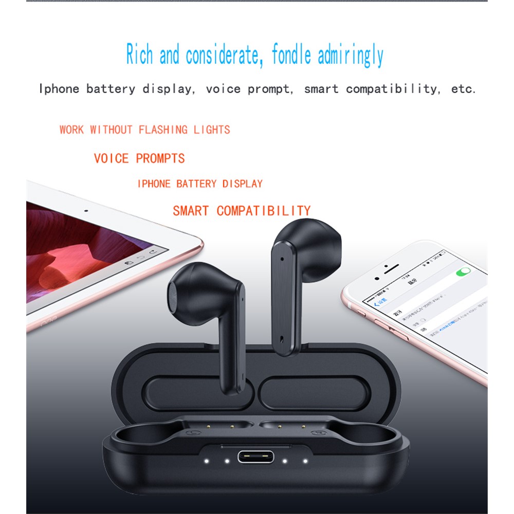 PRO-X TWS Wireless Bluetooth Earphones Touch Control Stereo Headset Earbuds with Charging Case - White-7