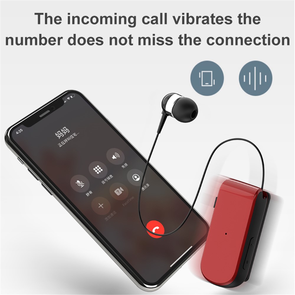 Business Wireless Bluetooth Headset Telescopic Type Collar Clip HD Sound Quality Earphone with Mic - Black-5