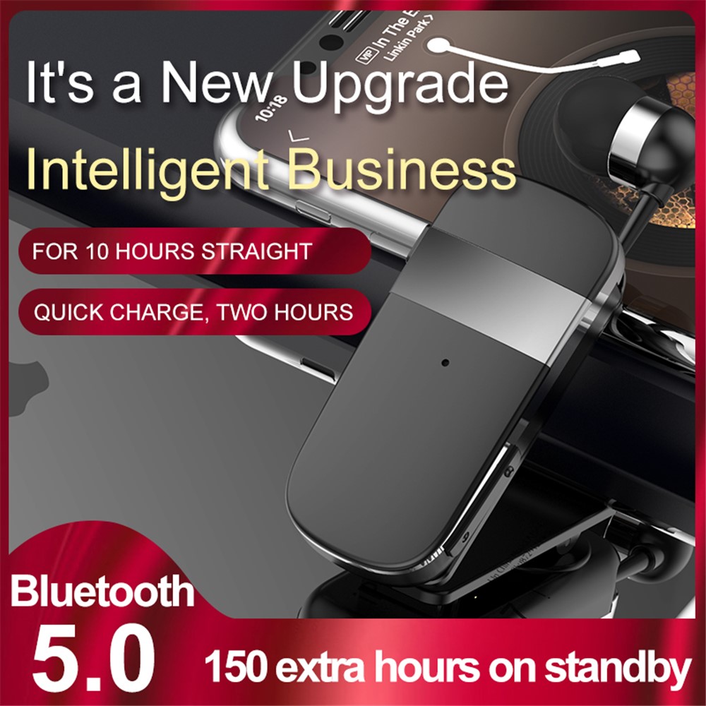 K53 Wireless Earphone Retractable Business Bluetooth Headset Sport Driver Telescopic Clip Stereo Earbud - Black-2