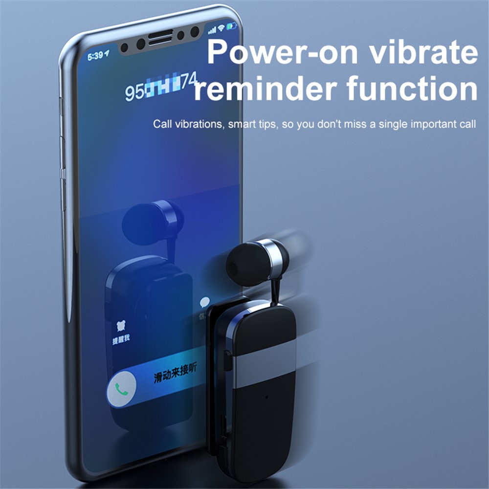K53 Wireless Earphone Retractable Business Bluetooth Headset Sport Driver Telescopic Clip Stereo Earbud - Black-5