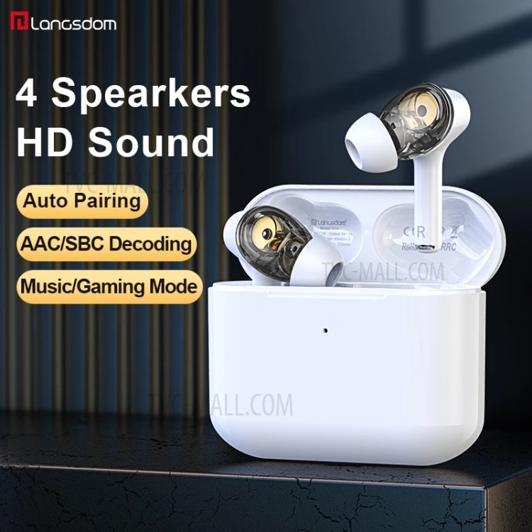 LANGSDOM GT4 Dual Moving Coil TWS Bluetooth 5.0 Wireless Earphone Mini Earbuds Gaming Calling Touch Stereo Headset-2