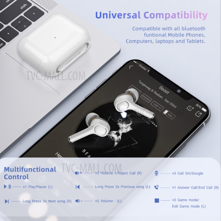 LANGSDOM GT4 Dual Moving Coil TWS Bluetooth 5.0 Wireless Earphone Mini Earbuds Gaming Calling Touch Stereo Headset-7