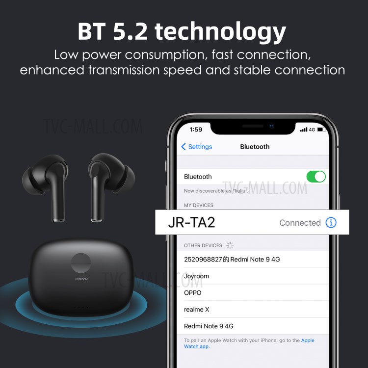 JOYROOM JR-TA2 TWS Wireless Bluetooth Earphones ANC Active Noise Reduction Earbuds Stereo Sound Headsets-4