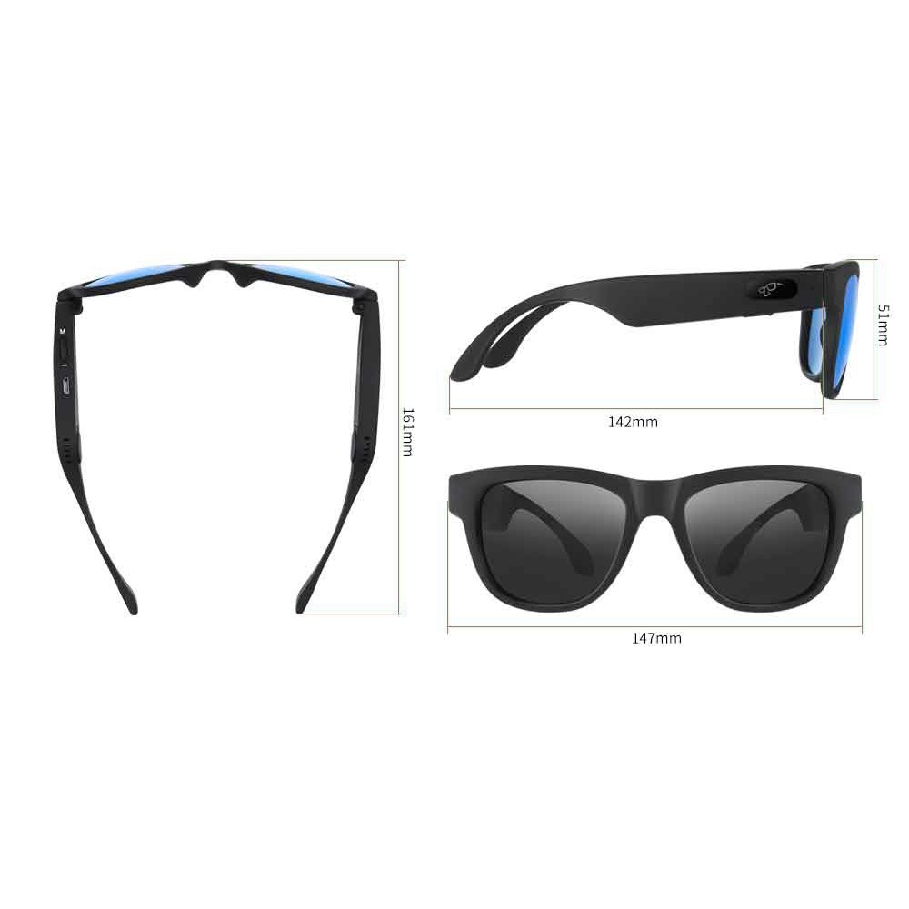 G1 Bone Conduction Smart Audio Sunglasses Wireless Bluetooth Earphone Anti-Blue Light Music Glasses with Hands-free - Black/Blue-8