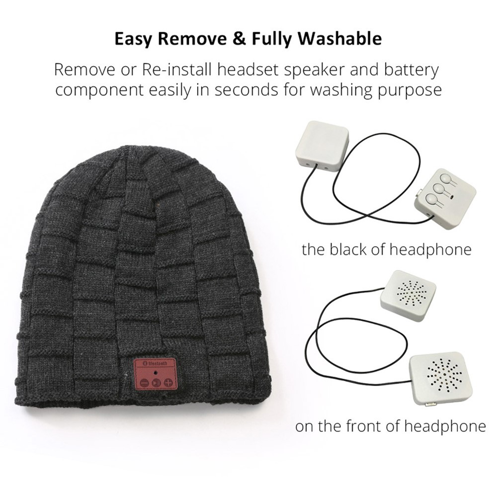 RG5 Bluetooth Beanie Hat Bluetooth Speaker Hat Adjustable Bluetooth Cap Wireless Smart Speakerphone Cap for Outdoor Sports - Black-4