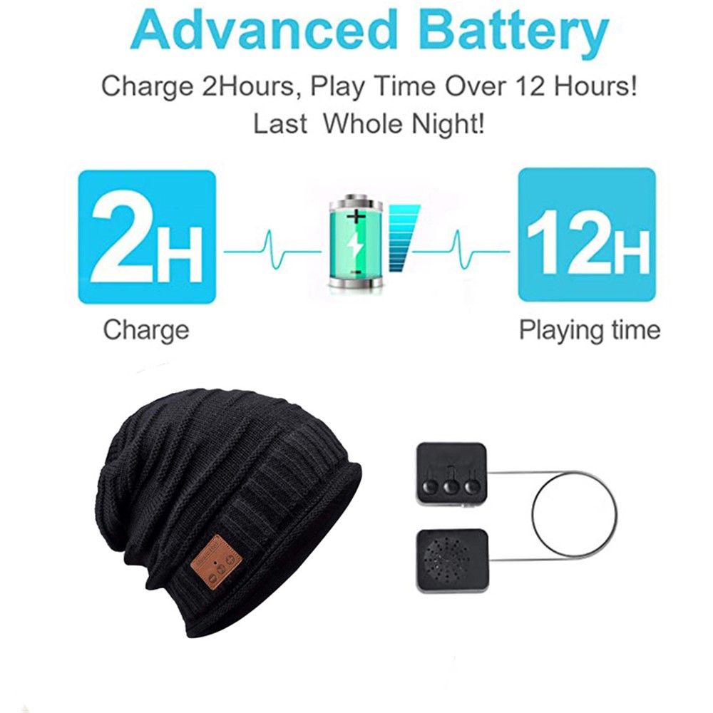 MQ Wireless Bluetooth Music Hat Beanie Cap Earphone Headphone Smart Headset Sport Knitted Hat-3