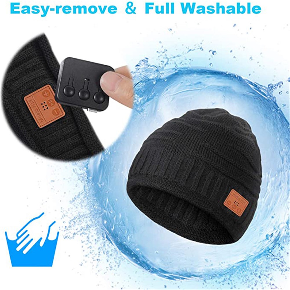 MQ Wireless Bluetooth Music Hat Beanie Cap Earphone Headphone Smart Headset Sport Knitted Hat-4