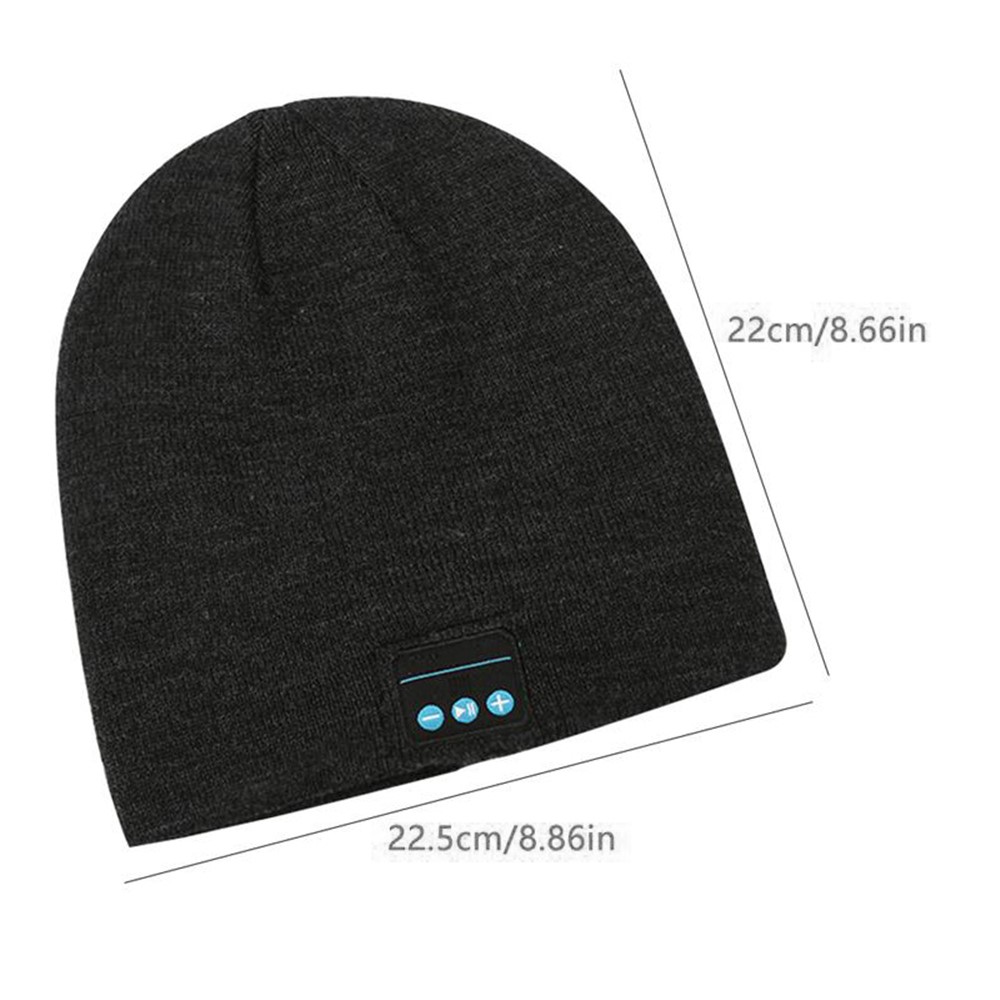 M5B Winter Hat with Bluetooth Speaker Bluetooth Beanie Hat Earphone Function Wireless Smart Speakerphone Cap for Outdoor Sports - Black-2