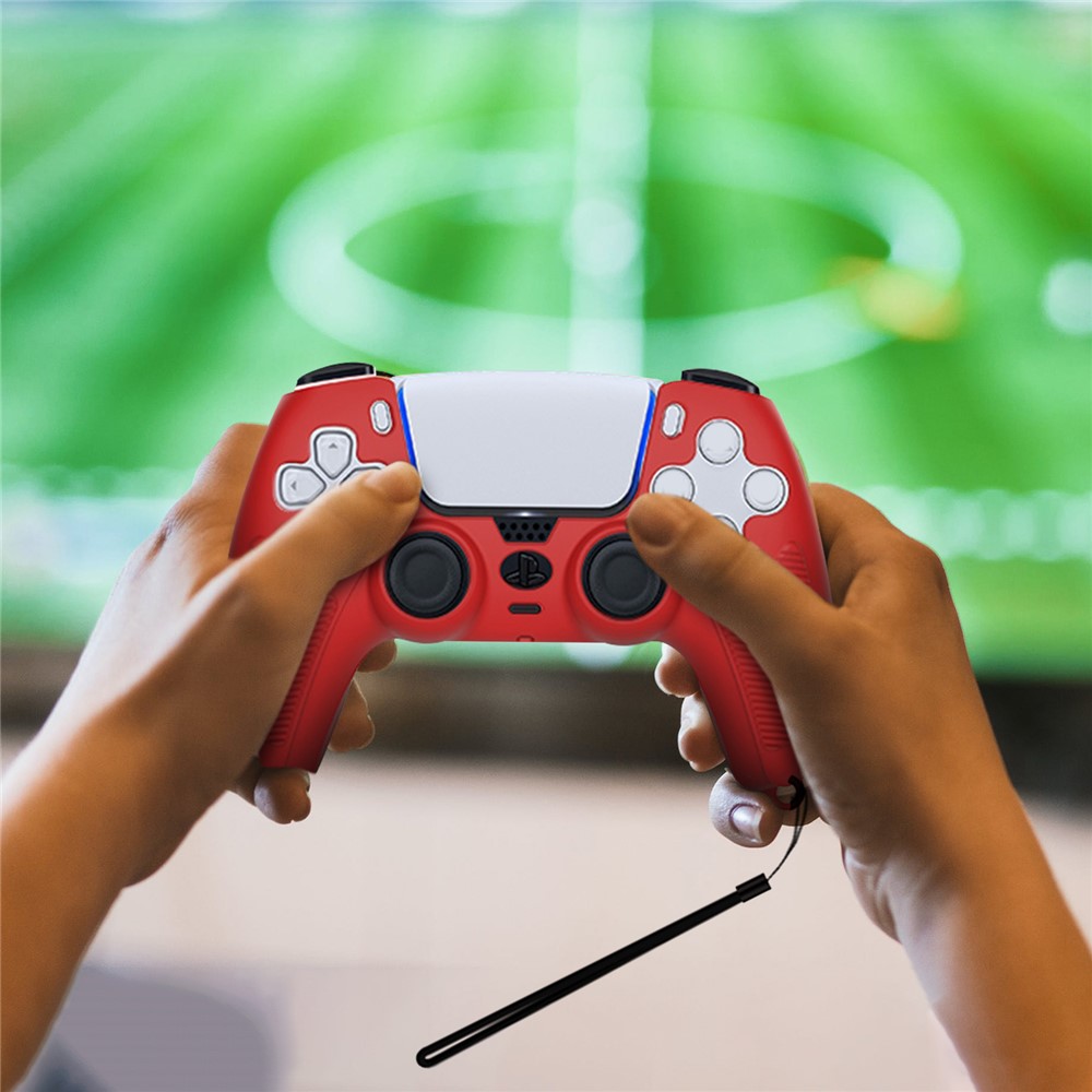 V1 Shockproof Silicone Protective Case Anti-dust Cover for Sony PS5 Controller - Red-3