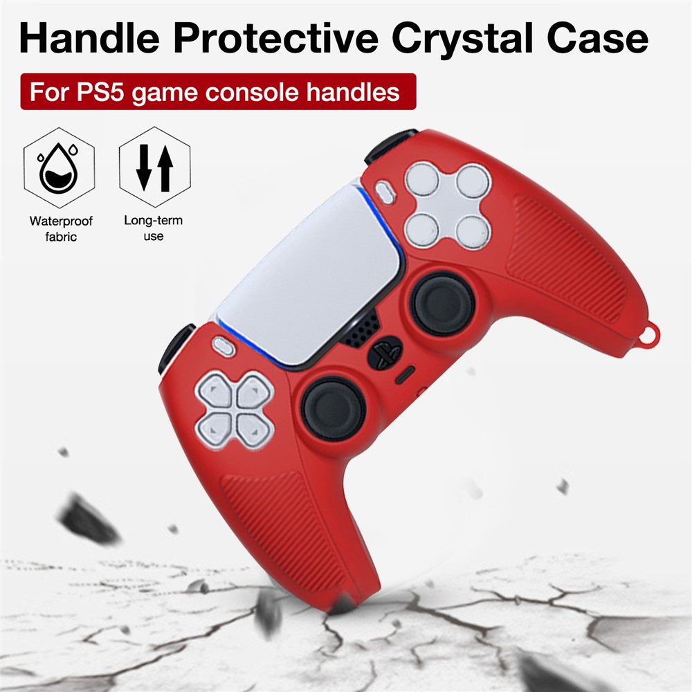 V1M Shockproof Silicone Protective Skin Anti-dust Case with Rocker Caps Set for Sony PS5 Controller - Black-4