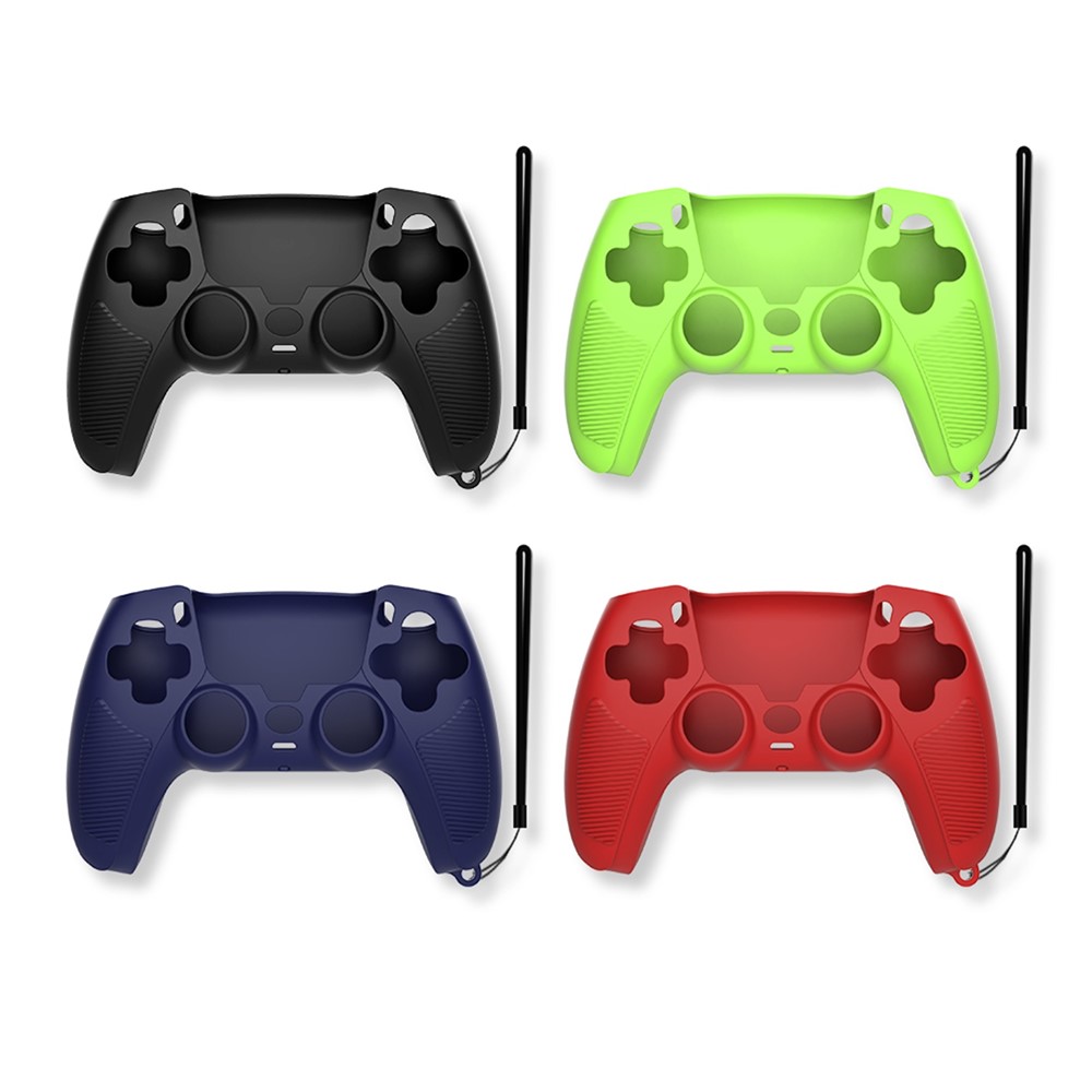 V1M Shockproof Silicone Protective Skin Anti-dust Case with Rocker Caps Set for Sony PS5 Controller - Black-7