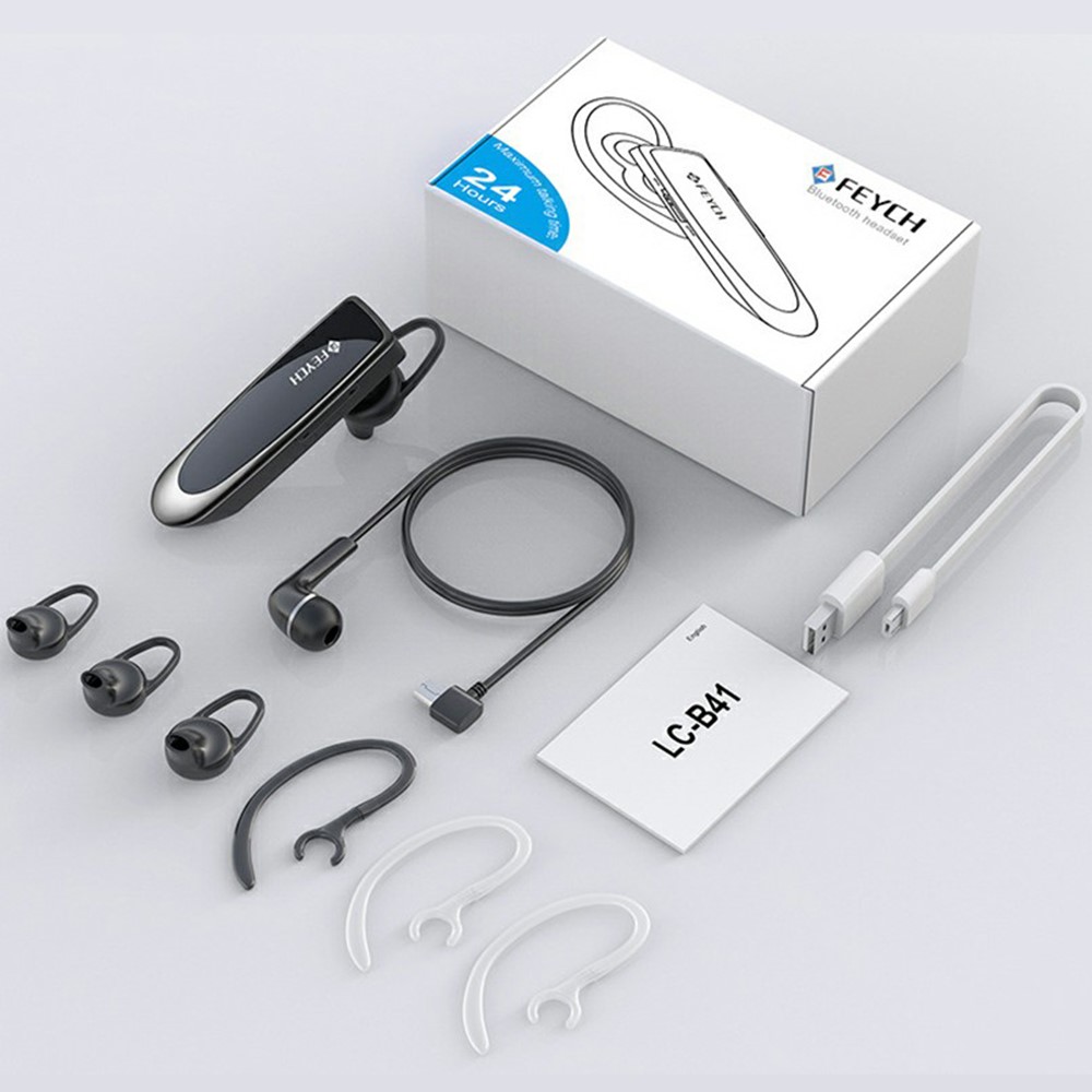 FEYCH Business Single Ear Bluetooth 5.0 Earphone CVC Noise Reduction Wireless Headphone - Black-9