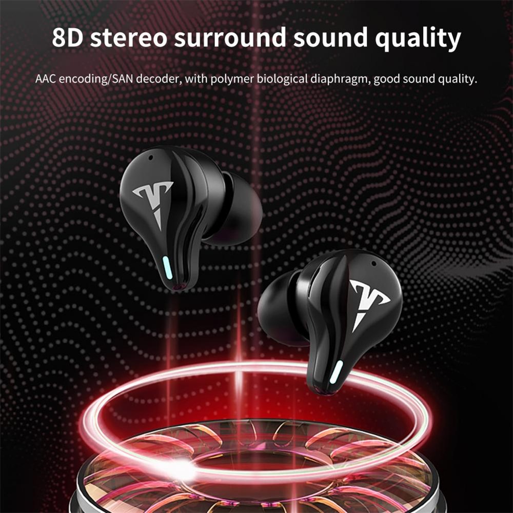 ME-19T TWS Bluetooth 5.1 Gaming Headphones Low Latency Wireless Headphones - Red-3