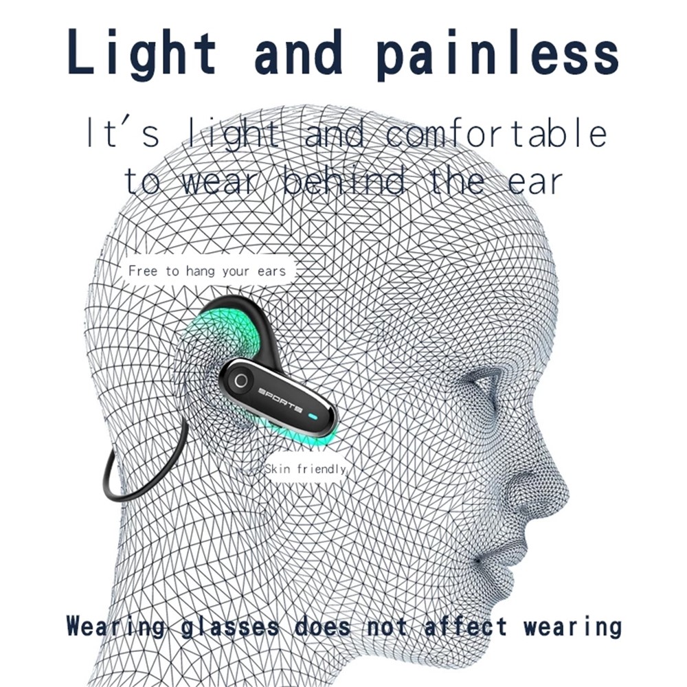 G68 Air Bone Conduction Wireless Bluetooth Headset IPX5 Waterproof Ear Hook Headphones Portable Lightweight Sports Earphones with Mic - Black-4