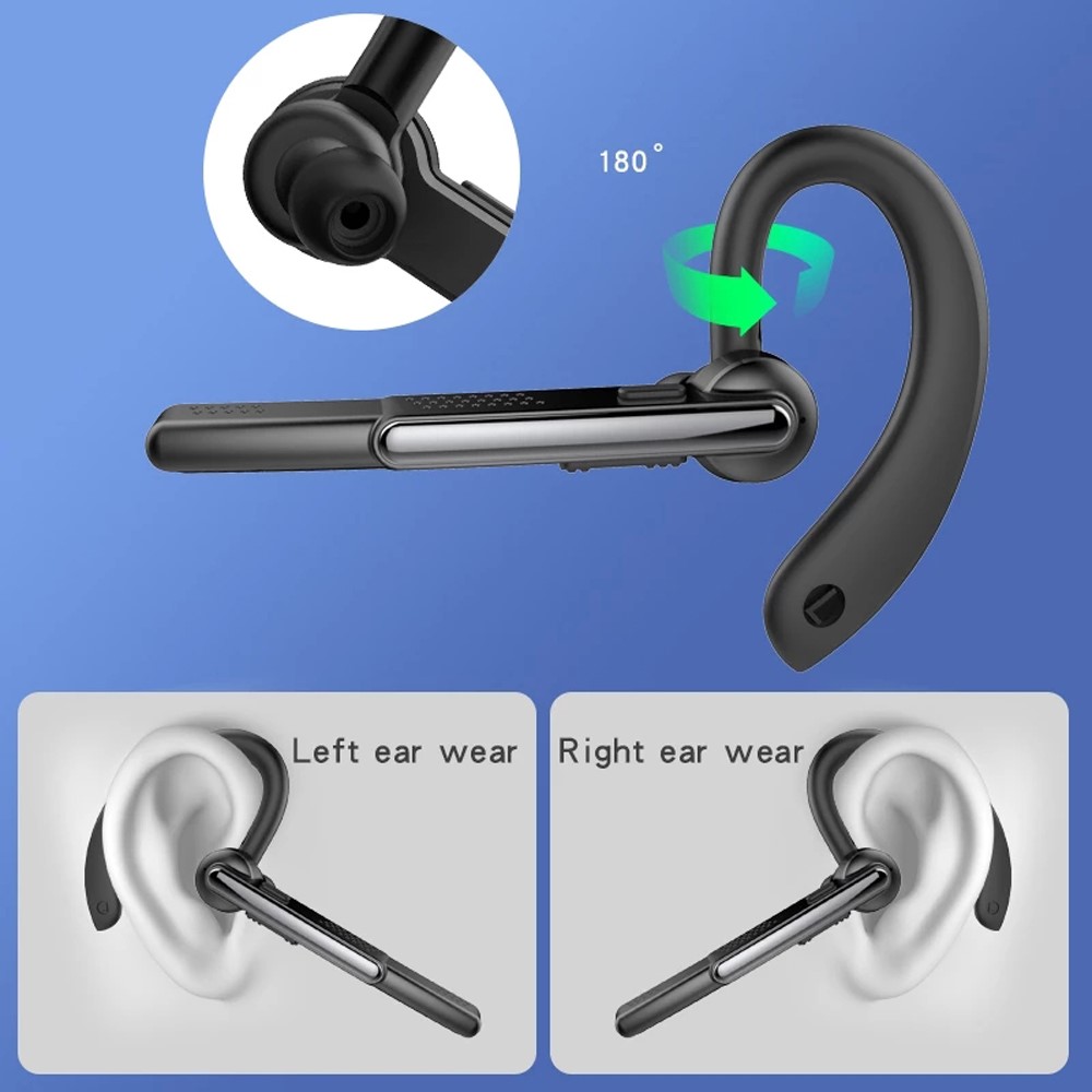 P40 Single Ear Wireless Bluetooth Headset 180-degree Rotating Business Noise Reduction Earphone Hands-free Headphone with Mic-4