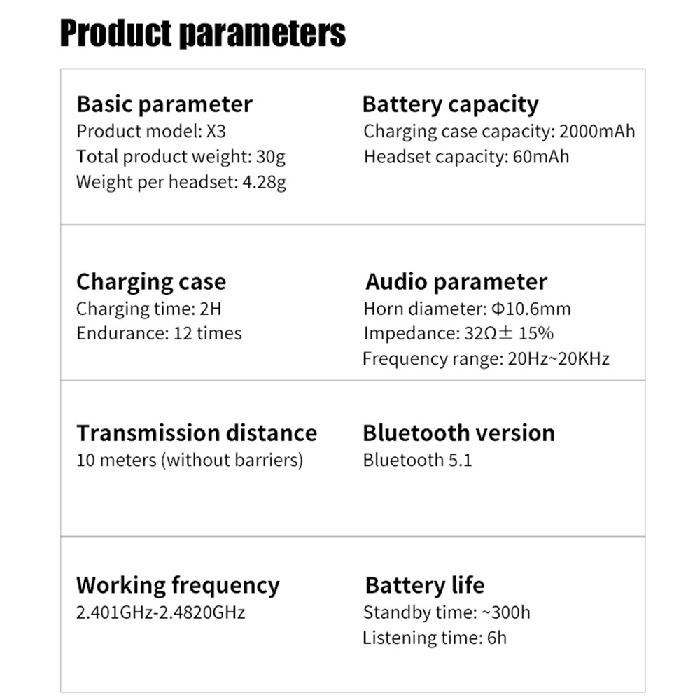 X3 TWS Bluetooth 5.1 Mini Wireless Touch Earphone Waterproof Sports Stereo Music Calling Headset with Mirror Surface LED Display Charging Case - Black-15