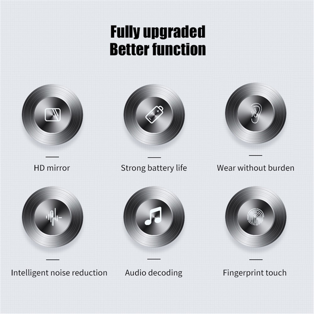 X3 TWS Bluetooth 5.1 Mini Wireless Touch Earphone Waterproof Sports Stereo Music Calling Headset with Mirror Surface LED Display Charging Case - Black-7