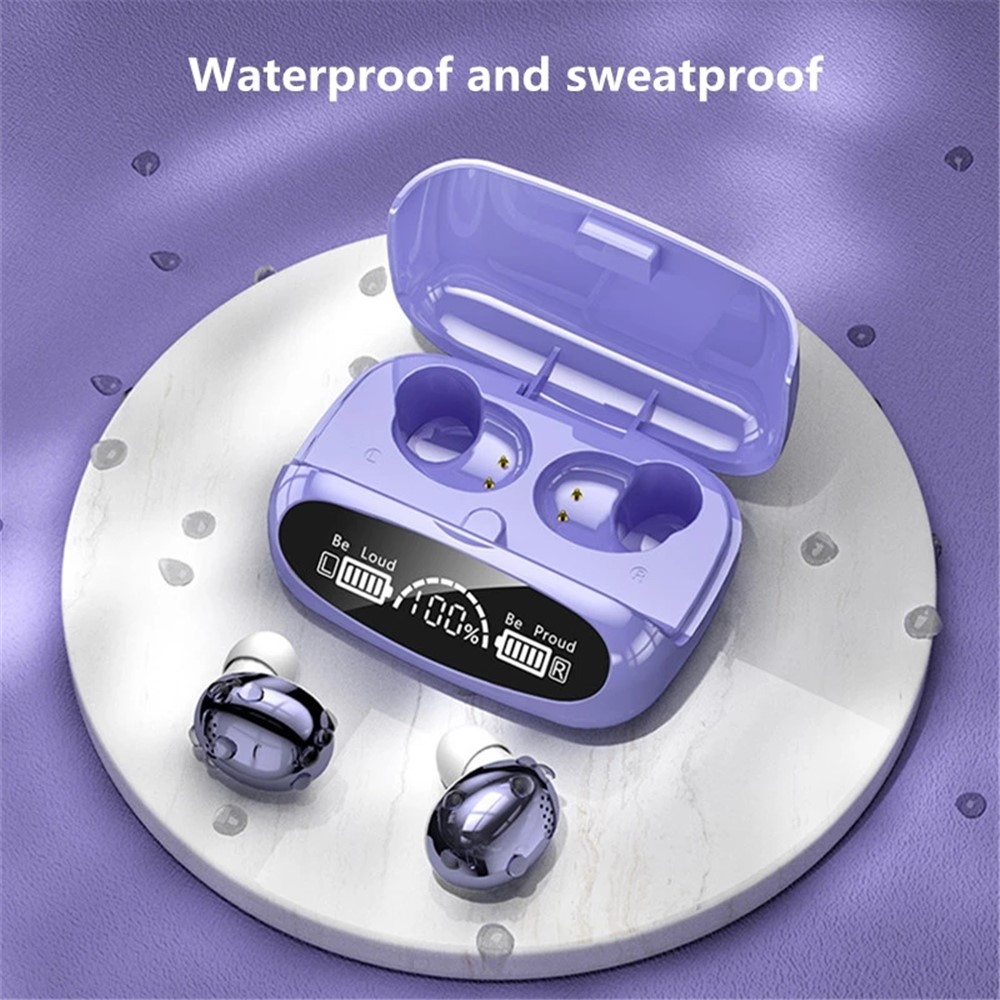 M32 TWS Bluetooth 5.1 Wireless Touch Earphone Earbuds Waterproof Sports Stereo Music Calling Headset with Digital Display Charging Case - Purple-4