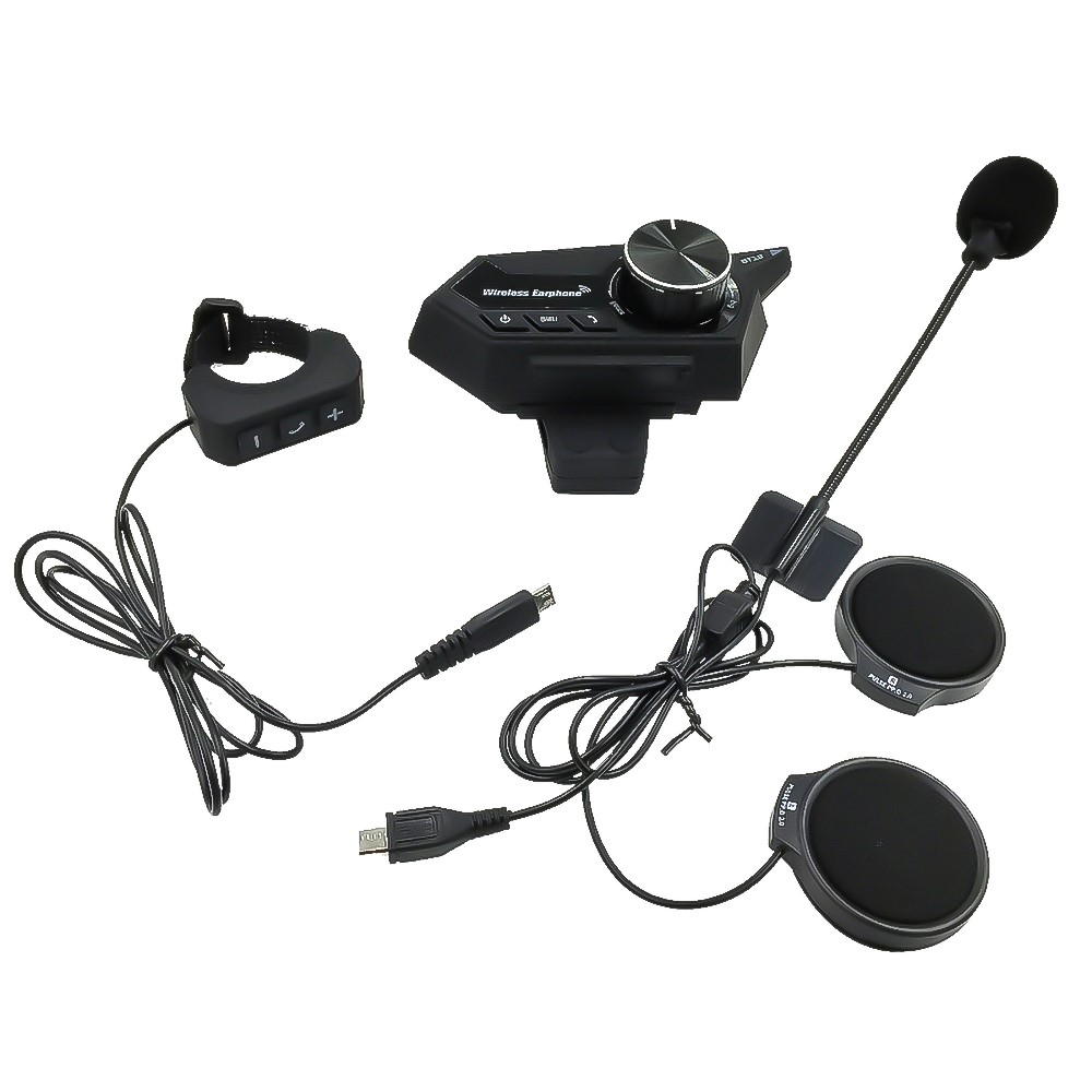 BT-18 Motorcycle Helmet Bluetooth Wireless Headset Waterproof Calling Music Headphone with Controller - Black-10