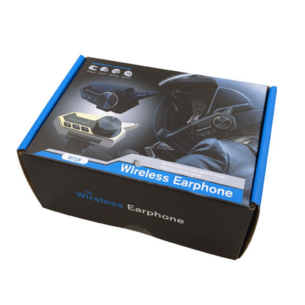 BT-18 Motorcycle Helmet Bluetooth Wireless Headset Waterproof Calling Music Headphone with Controller - Black-12