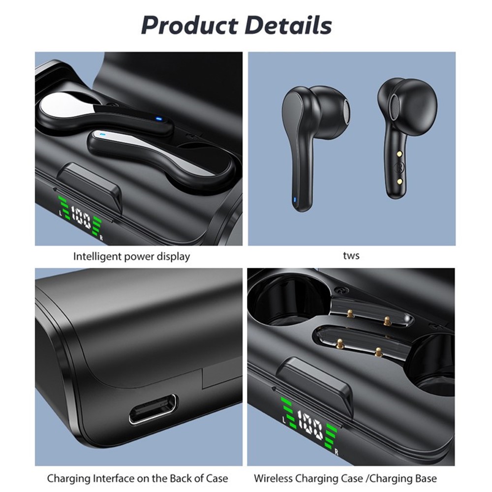 K28 TWS Wireless Bluetooth Earphones Waterproof Noise Canceling Stereo Sports Headphones - Black-12