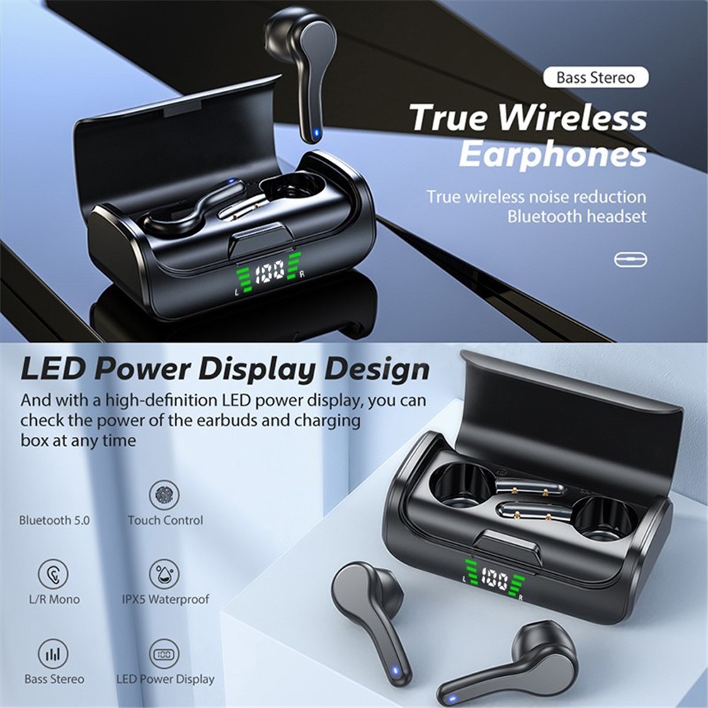 K28 TWS Wireless Bluetooth Earphones Waterproof Noise Canceling Stereo Sports Headphones - Black-6