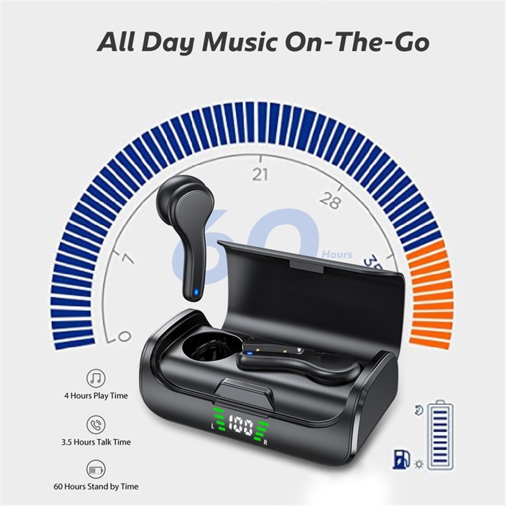 K28 TWS Wireless Bluetooth Earphones Waterproof Noise Canceling Stereo Sports Headphones - Black-8