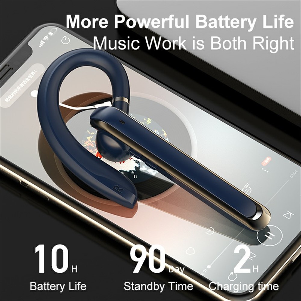 880 Business Single Ear Headset ENC Noise Reduction Long Standby Wireless Bluetooth Earphone 180-degree Rotating Ear Hook Headphone - Black-5