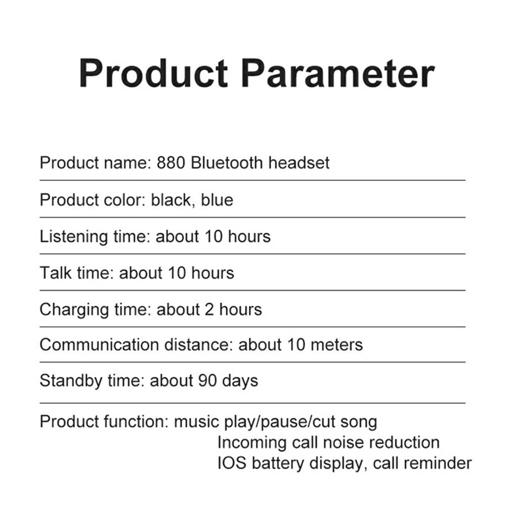880 Business Single Ear Headset ENC Noise Reduction Long Standby Wireless Bluetooth Earphone 180-degree Rotating Ear Hook Headphone - Black-8