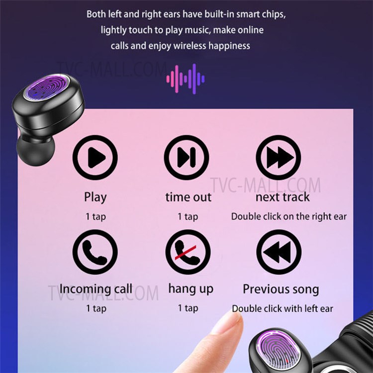 T&G Tg909 Mini Dual Channel Bluetooth Headset IPX4 Waterproof TWS In-Ear Earbuds Wireless Stereo Headset (CE) - Gold-7