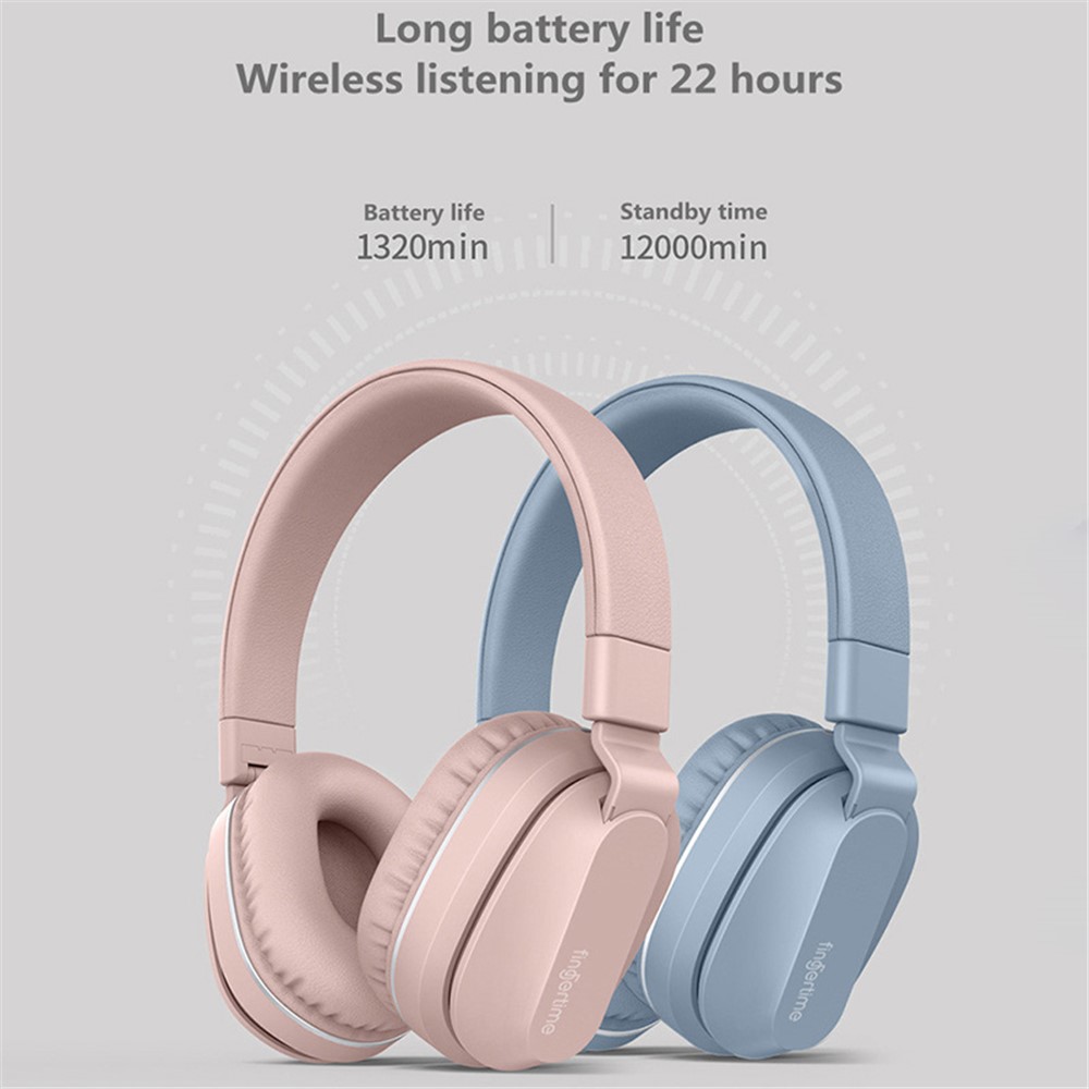 PFINGERTIME P2 Folding Portable Bluetooth Headset Built-in Mic Stereo Wireless Headphone with Soft Leather Earmuffs Compatible with PCs/Mobile Phones/Tablets - Pink-2