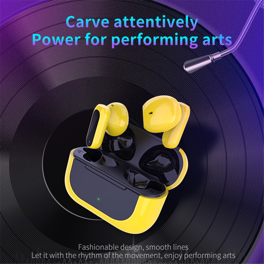 E60 Mini Wireless Bluetooth Earphone TWS 9D HiFi Bass Stereo Earbuds Noise Cancelling Music Headset with Microphone - Yellow-3