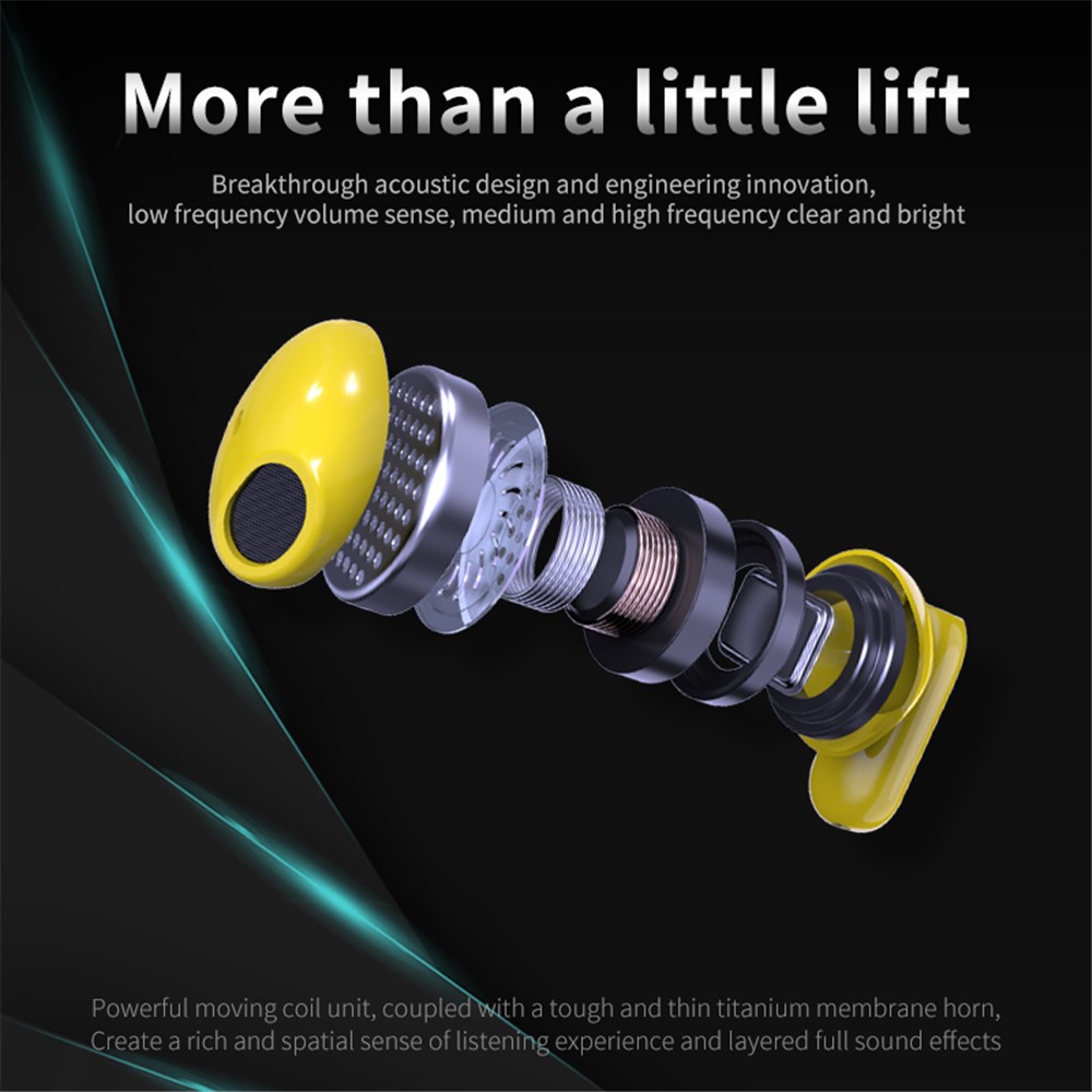 E60 Mini Wireless Bluetooth Earphone TWS 9D HiFi Bass Stereo Earbuds Noise Cancelling Music Headset with Microphone - Yellow-5