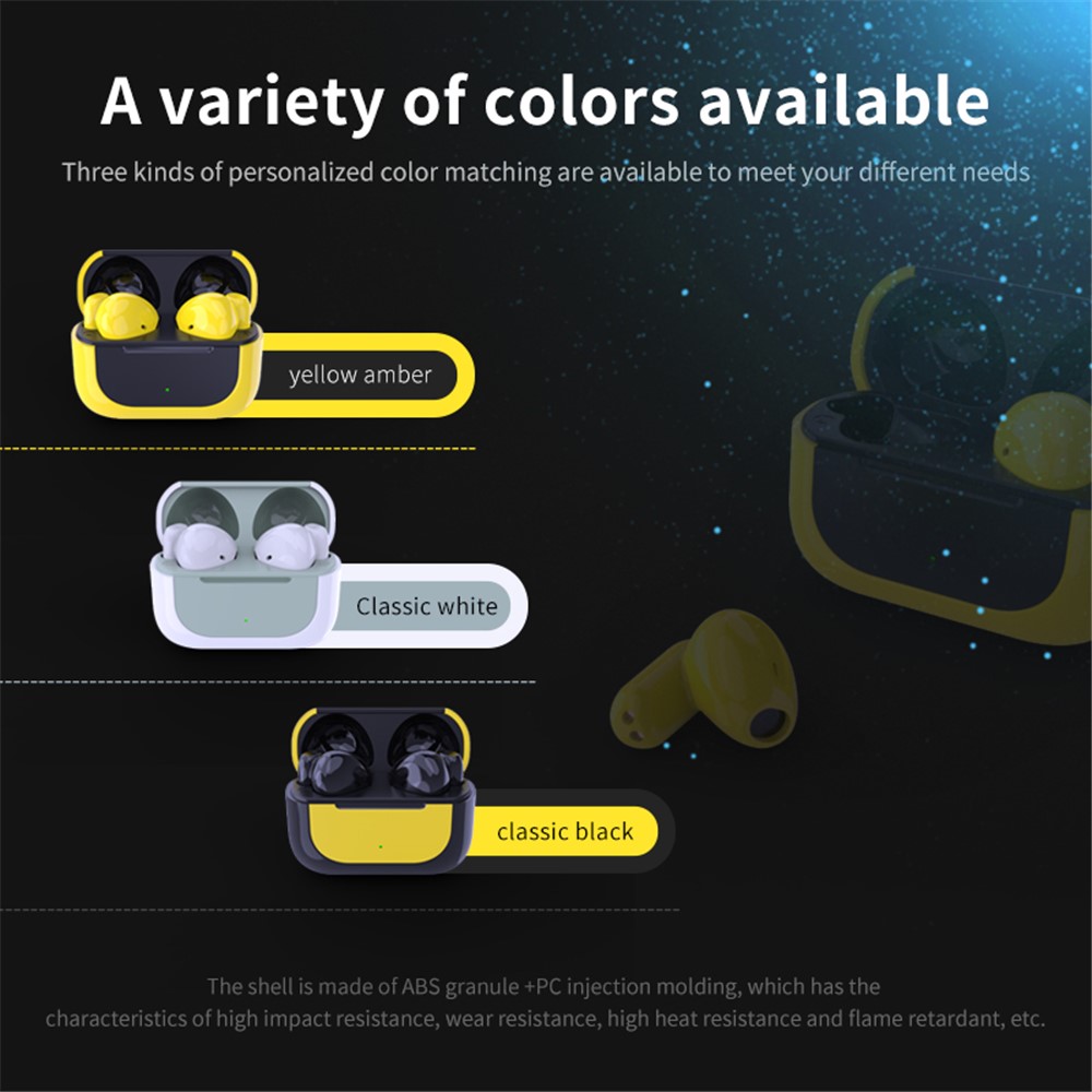E60 Mini Wireless Bluetooth Earphone TWS 9D HiFi Bass Stereo Earbuds Noise Cancelling Music Headset with Microphone - Yellow-7