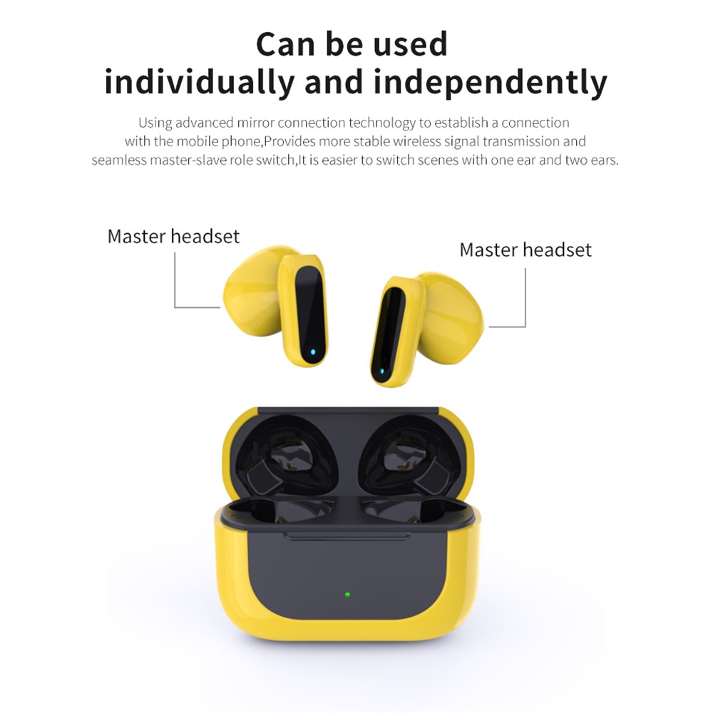 E60 Mini Wireless Bluetooth Earphone TWS 9D HiFi Bass Stereo Earbuds Noise Cancelling Music Headset with Microphone - Yellow-8