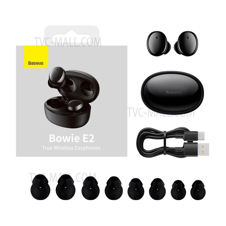 BASEUS True Wireless Earphones Bowie E2 Mini In-ear Stereo Music Headset - Black-10