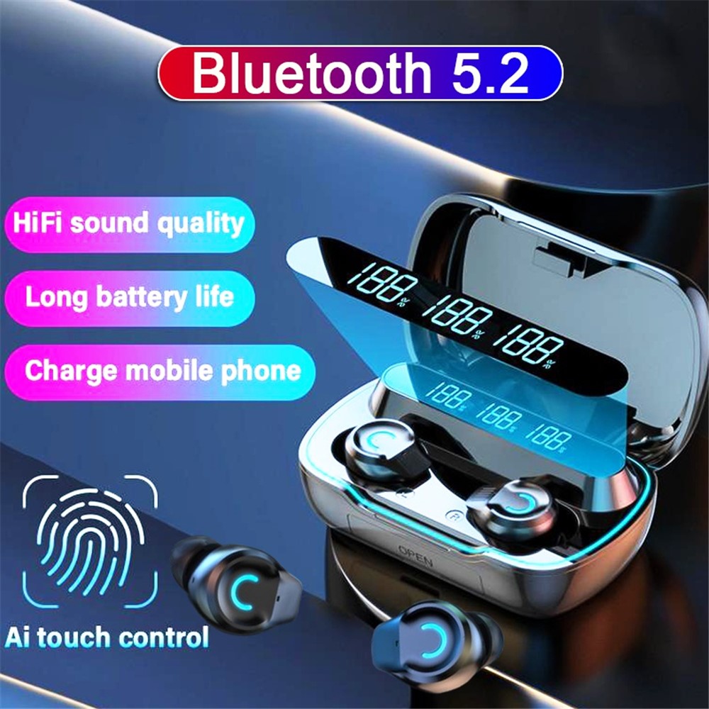 KJ-8 TWS Wireless Bluetooth 5.2 Touch Earphone Digital Display Musikspiel Headset Mit Telefonladefunktion - Schwarz-10