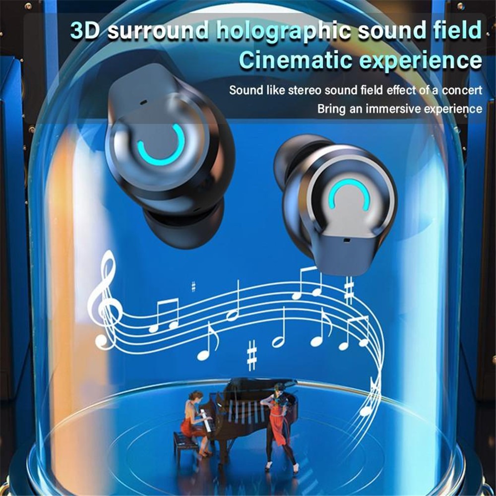 KJ-8 TWS Wireless Bluetooth 5.2 Touch Earphone Digital Display Music Game Headset with Phone Charging Function - Black-7