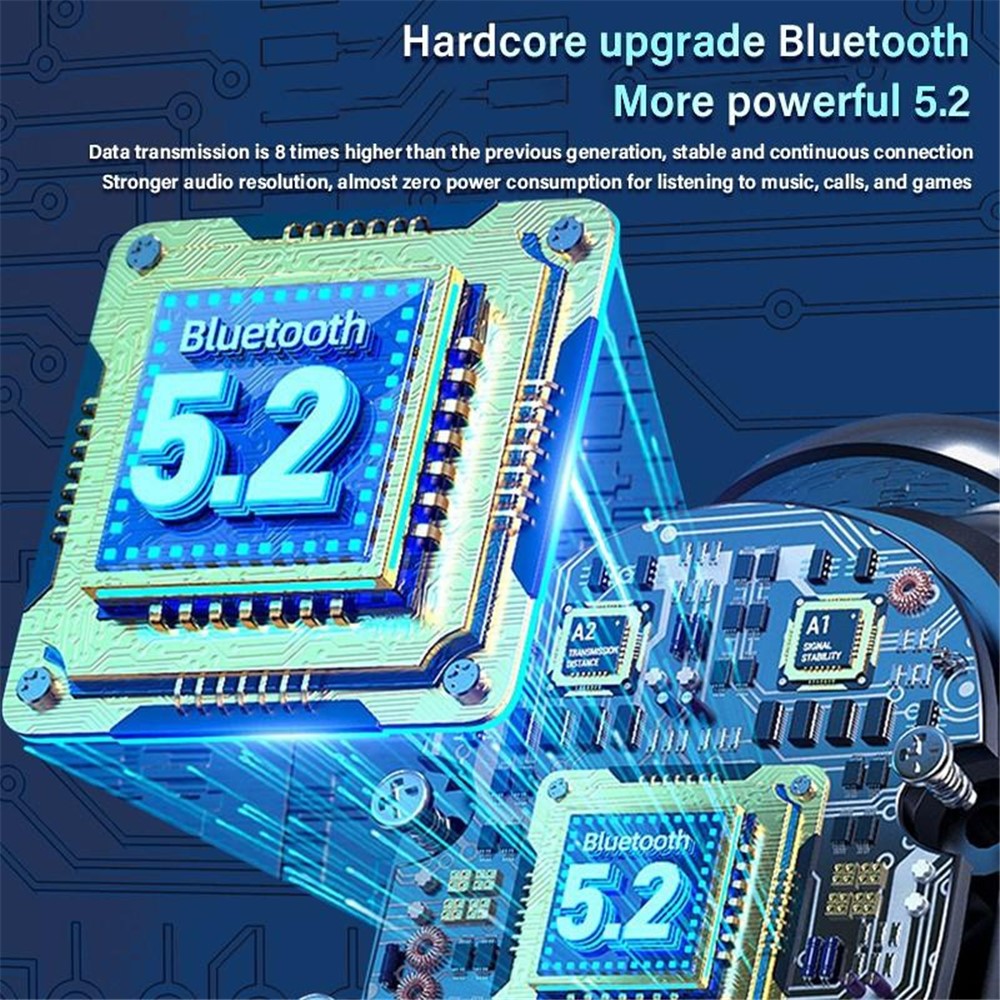 KJ-8 TWS Wireless Bluetooth 5.2 Touch Earphone Digital Display Music Game Headset with Phone Charging Function - Black-8