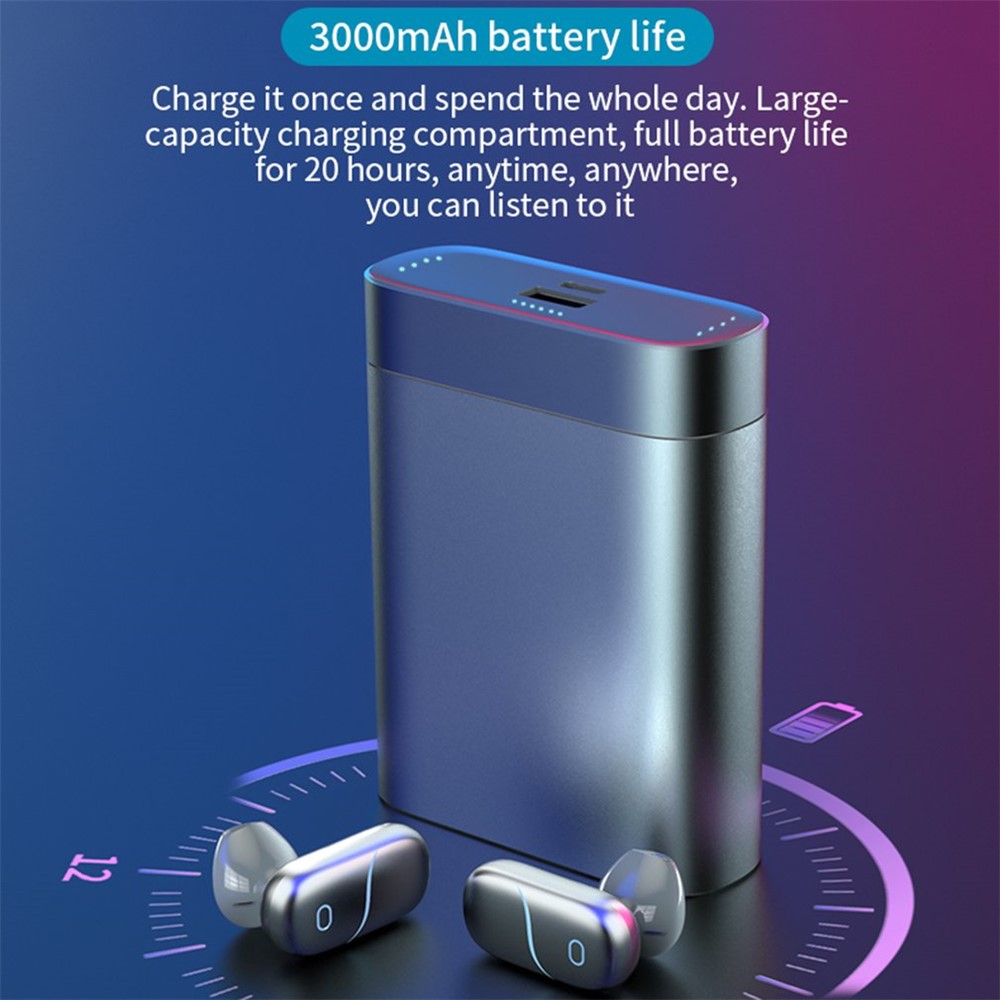 T6 TWS Wireless Bluetooth 5.0 Sports Earphone Earbuds Waterproof Stereo Music Calling Headset with Touch Control Charging Case-9