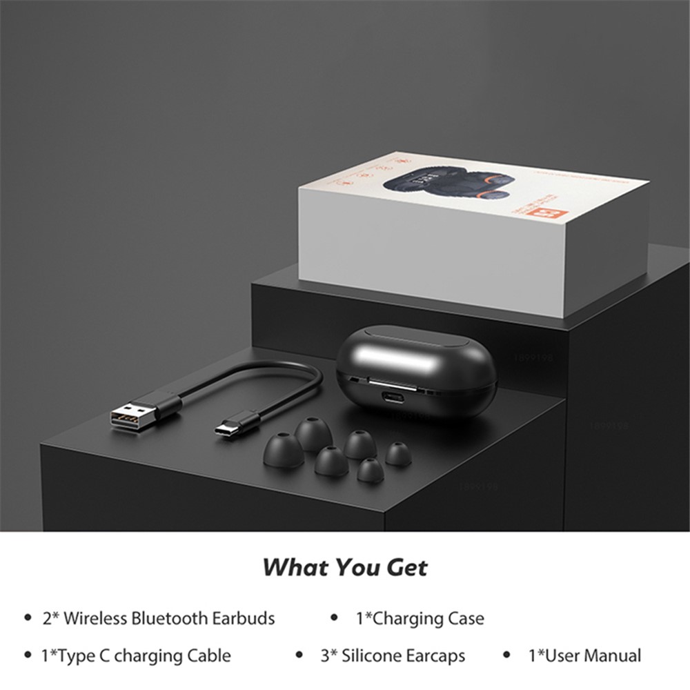 C6 TWS Wireless Bluetooth 5.0 Sports Earphone Earbuds Digital Display Waterproof Noise Cancelling Music Calling Headset - Black-11