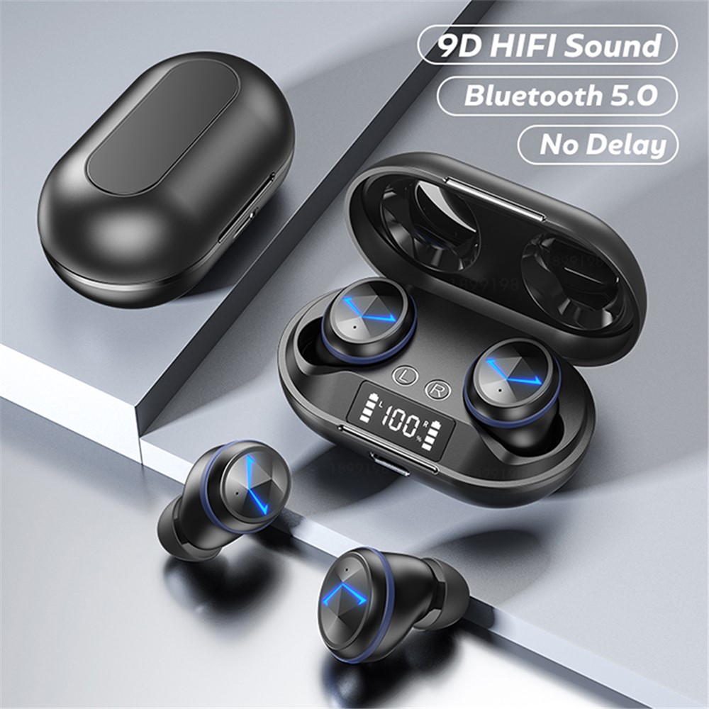 C6 TWS Wireless Bluetooth 5.0 Sports Earphone Earbuds Digital Display Waterproof Noise Cancelling Music Calling Headset - Black-7