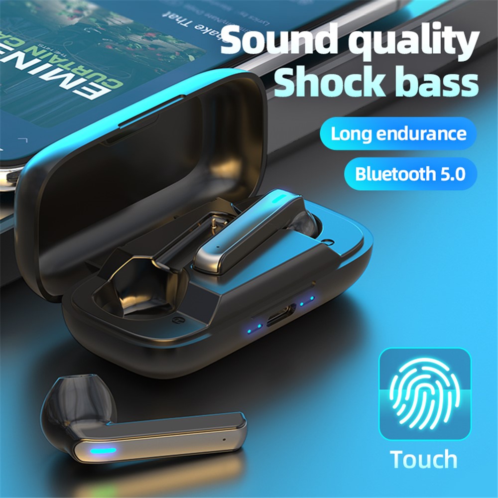 BQ02 Bluetooth Headset TWS Wireless Earbuds Portable Headphones HD Call Subwoofer Waterproof Sports Earphones for Watching Playing Games - Black-2